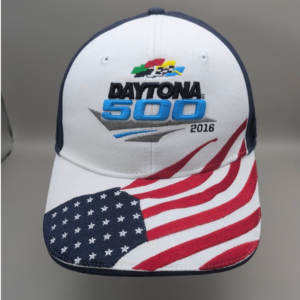2016 Daytona 500 NASCAR  Hat Adjustable Cap USA American Flag Stars & Stripes